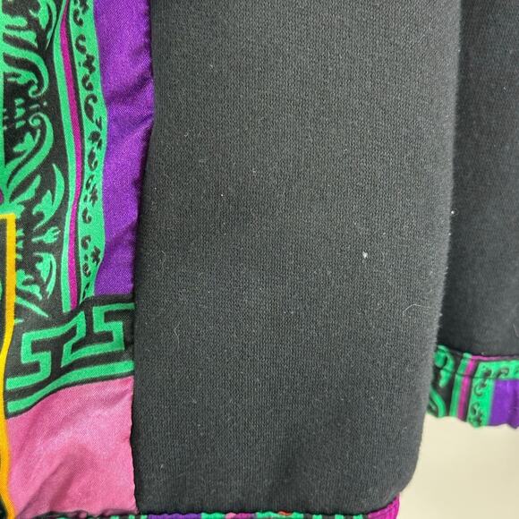 Vintage 90s Rafael Satin Jacket L Purple Teal Geometric Print Retro Statement - Picture 5 of 7